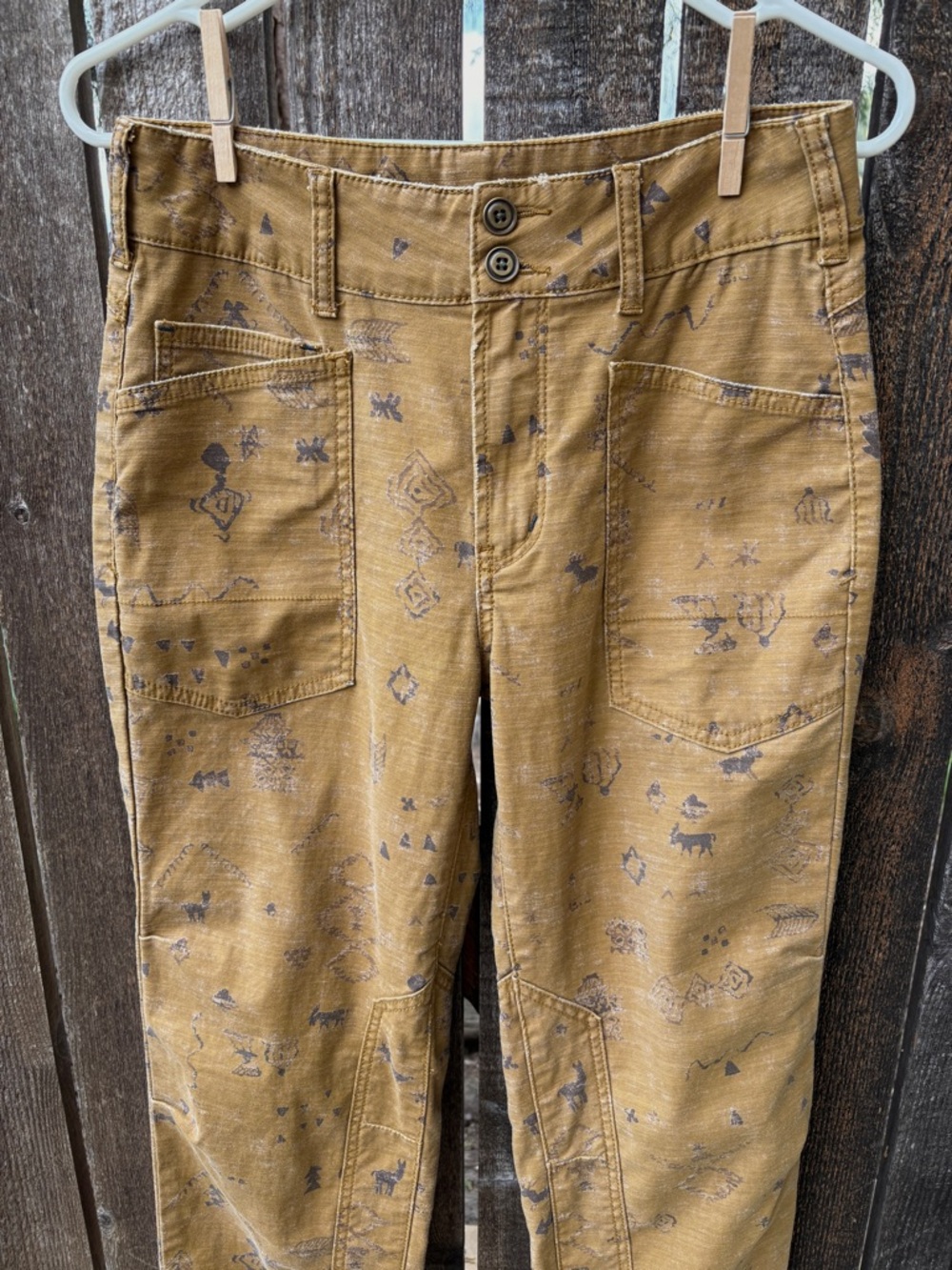 Pilcro The Wanderer Utility Trouser In Ochre Print Sz 26 - Picture 4 of 16